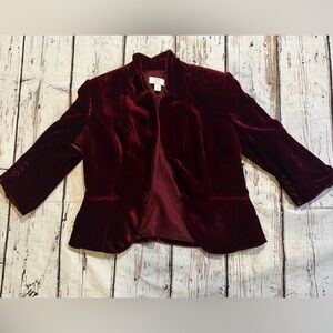 LOFT Deep Red Velvet Blazer